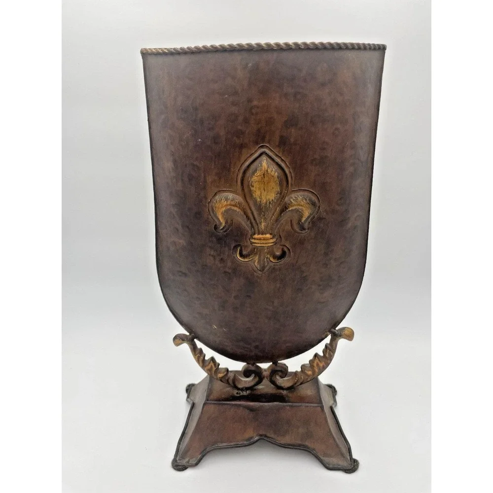 Fleur de lis Brown Metal Urn  French Country 15